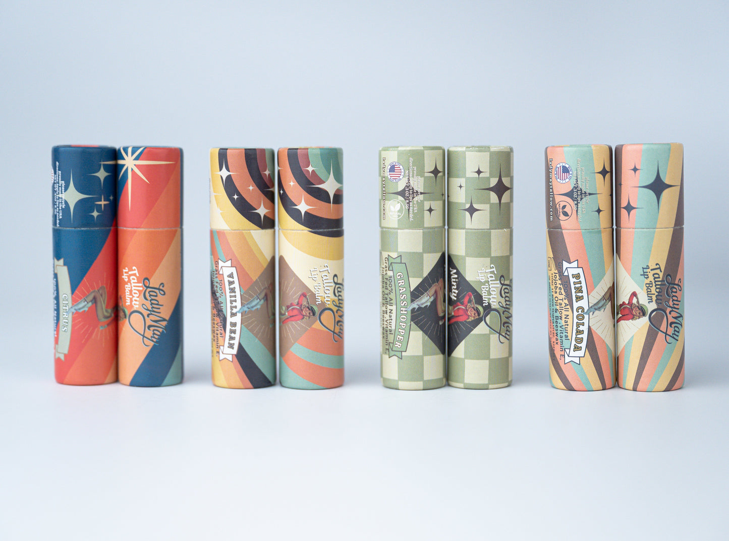 Tallow Lip Balm Multipack - Citrus, Vanilla, Mint, Pina Colada