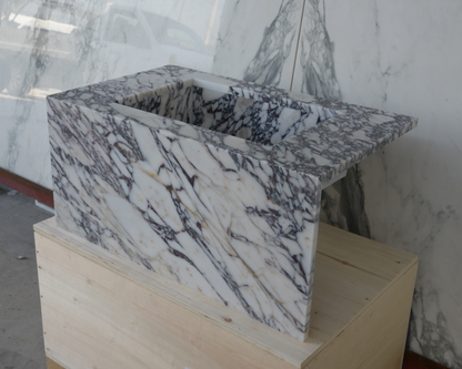 HANDCRAFTED CUSTOM CALACATTA VIOLA MARBLE SINK (NS-085)