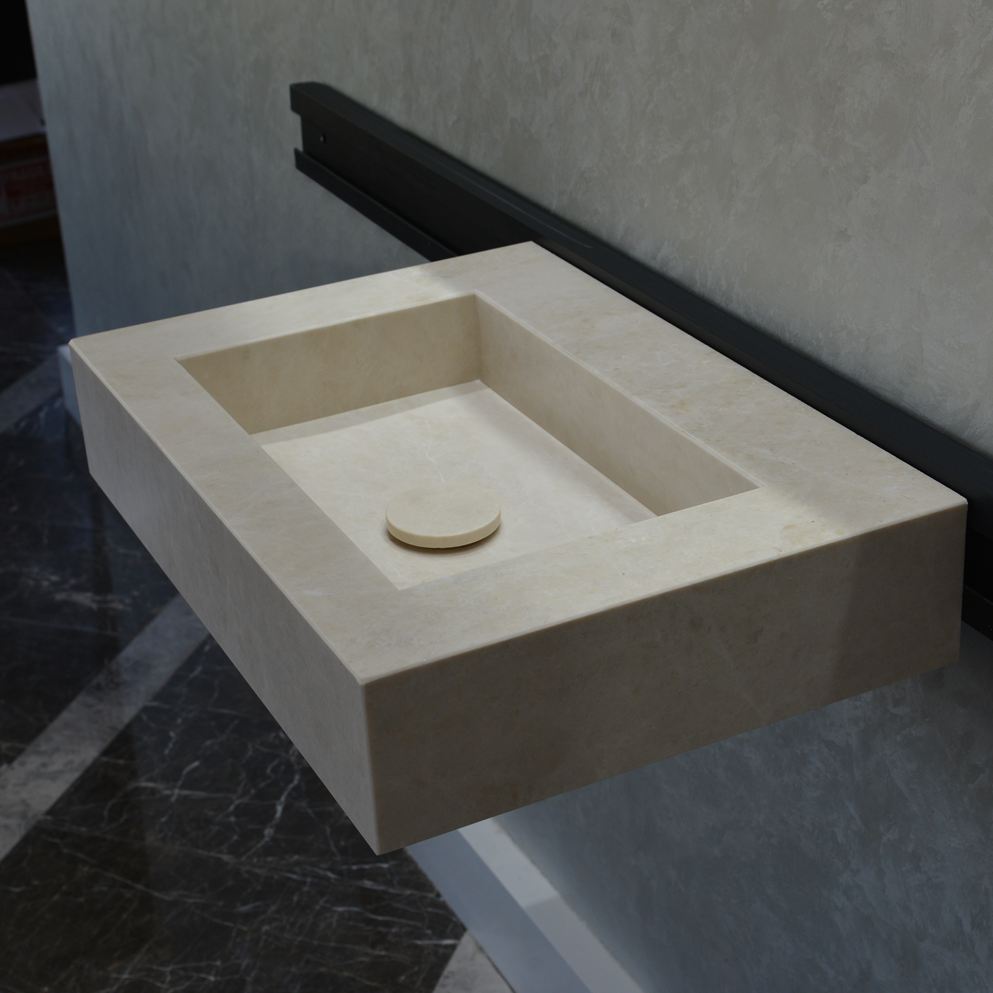 HANDCRAFTED LIGHT PEARL CUSTOM MARBLE SINK (NS-036)