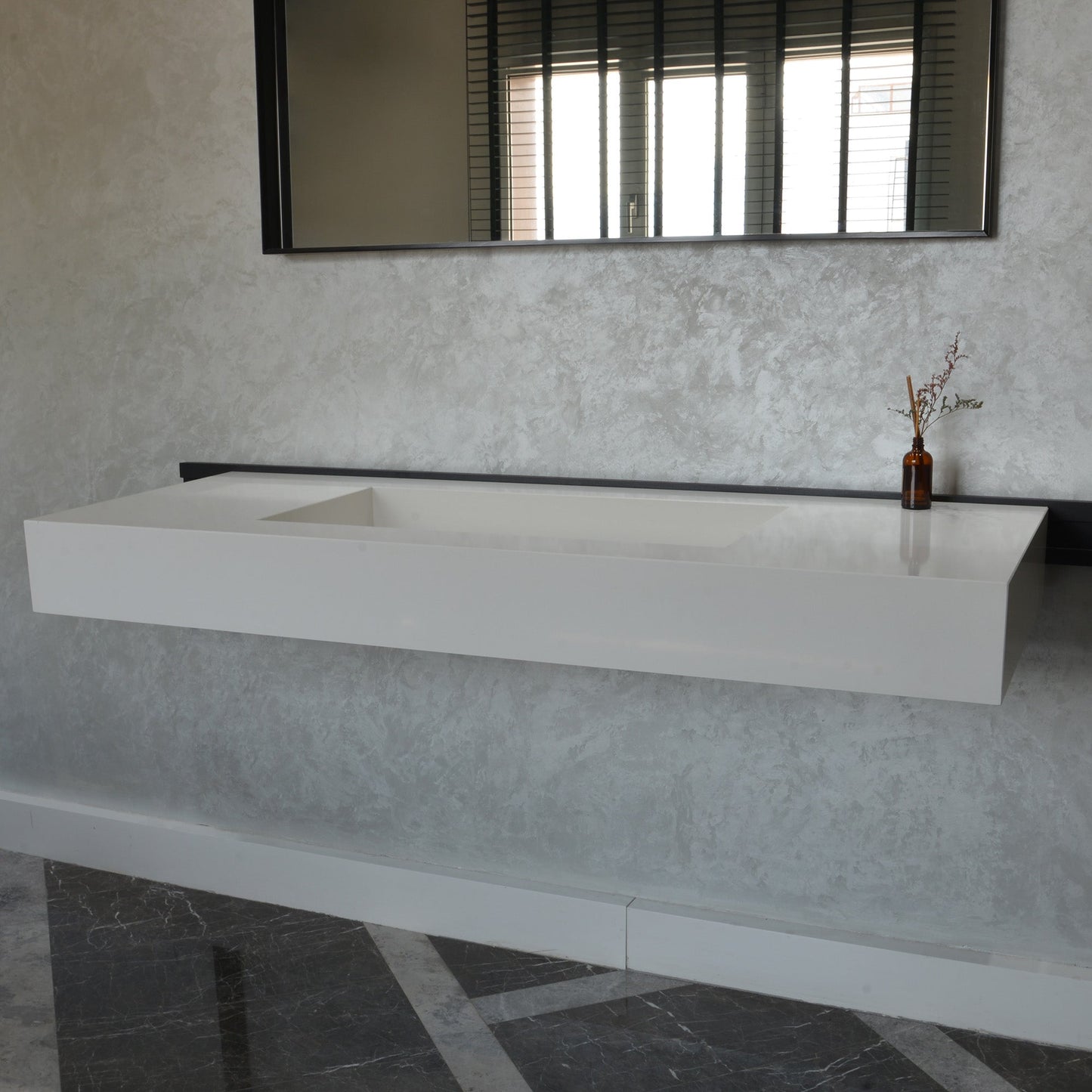 Quartz Bathroom Vanity With Single Sink (QU-092)