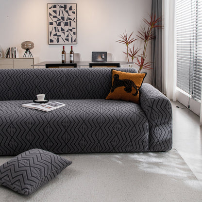 Modern Geometric Jacquard Sofa Slipcover, High Stretch 1-Piece Textured Couch Cover