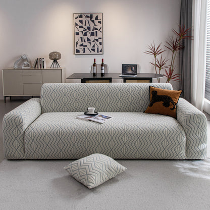 Modern Geometric Jacquard Sofa Slipcover, High Stretch 1-Piece Textured Couch Cover