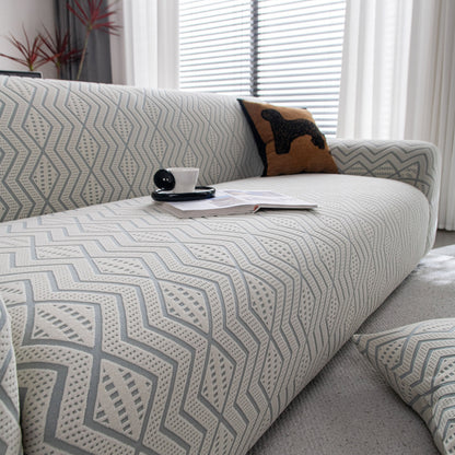 Modern Geometric Jacquard Sofa Slipcover, High Stretch 1-Piece Textured Couch Cover