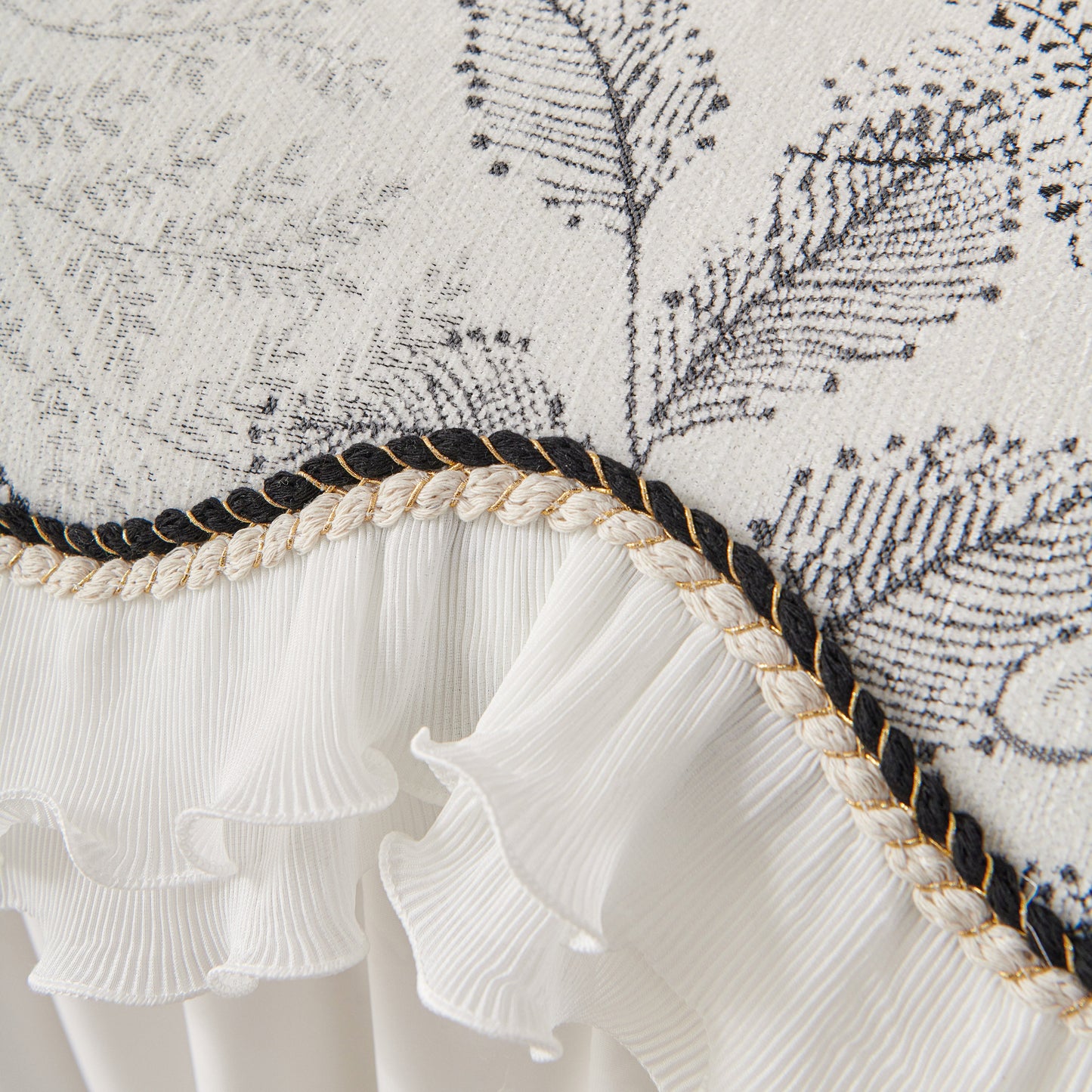 Farmhouse Ruffled Lace Sofa Slipcover Vintage Furniture Protector with Botanical Print