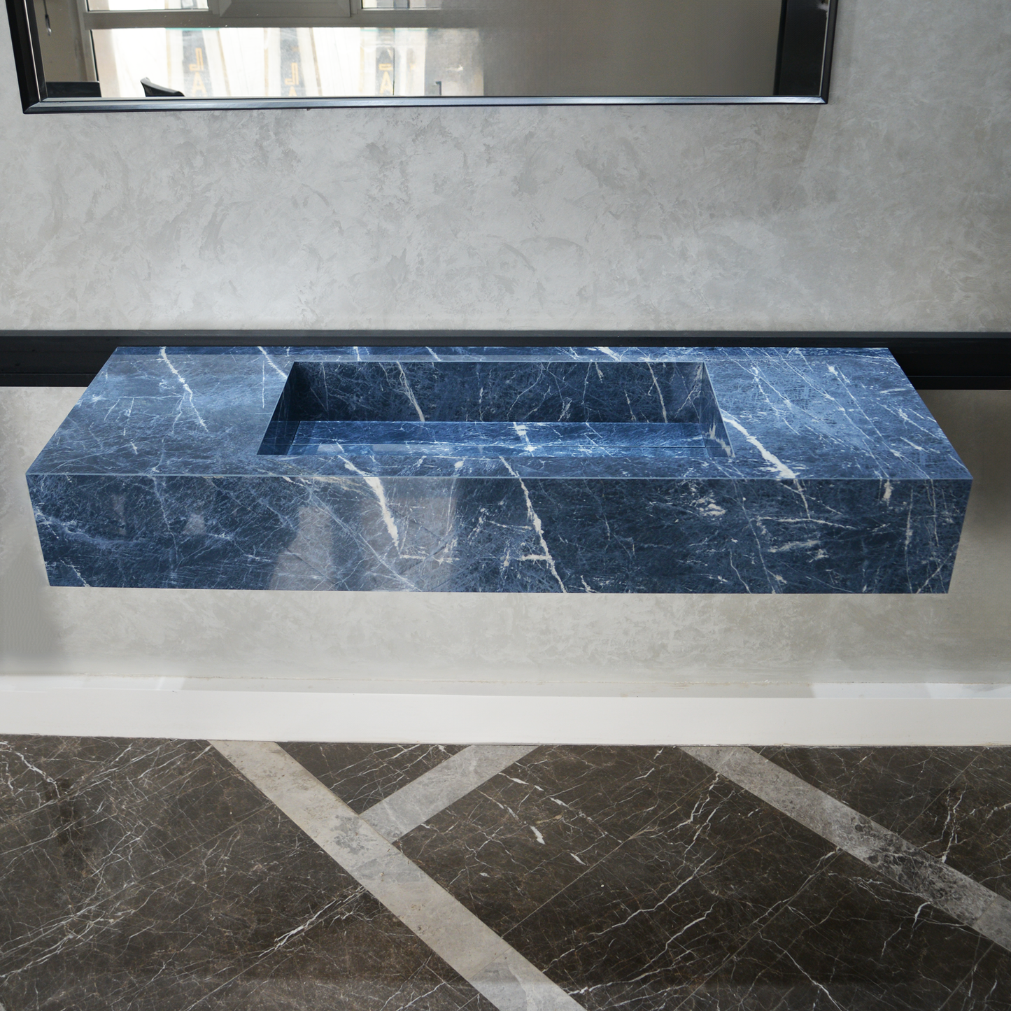 HANDCRAFTED INFINITY PRECIOUS SODALITE HIGH ENGINEERED STONE SINK (ES-085)