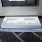 HANDCRAFTED CUSTOM WHITE QUARTZ DOUBLE SINK (QU-081)