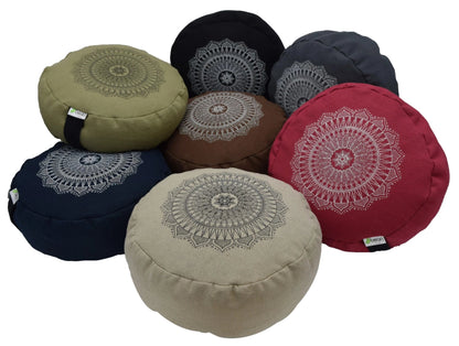 Zafu Meditation Cushion - Hemp Mandala Design