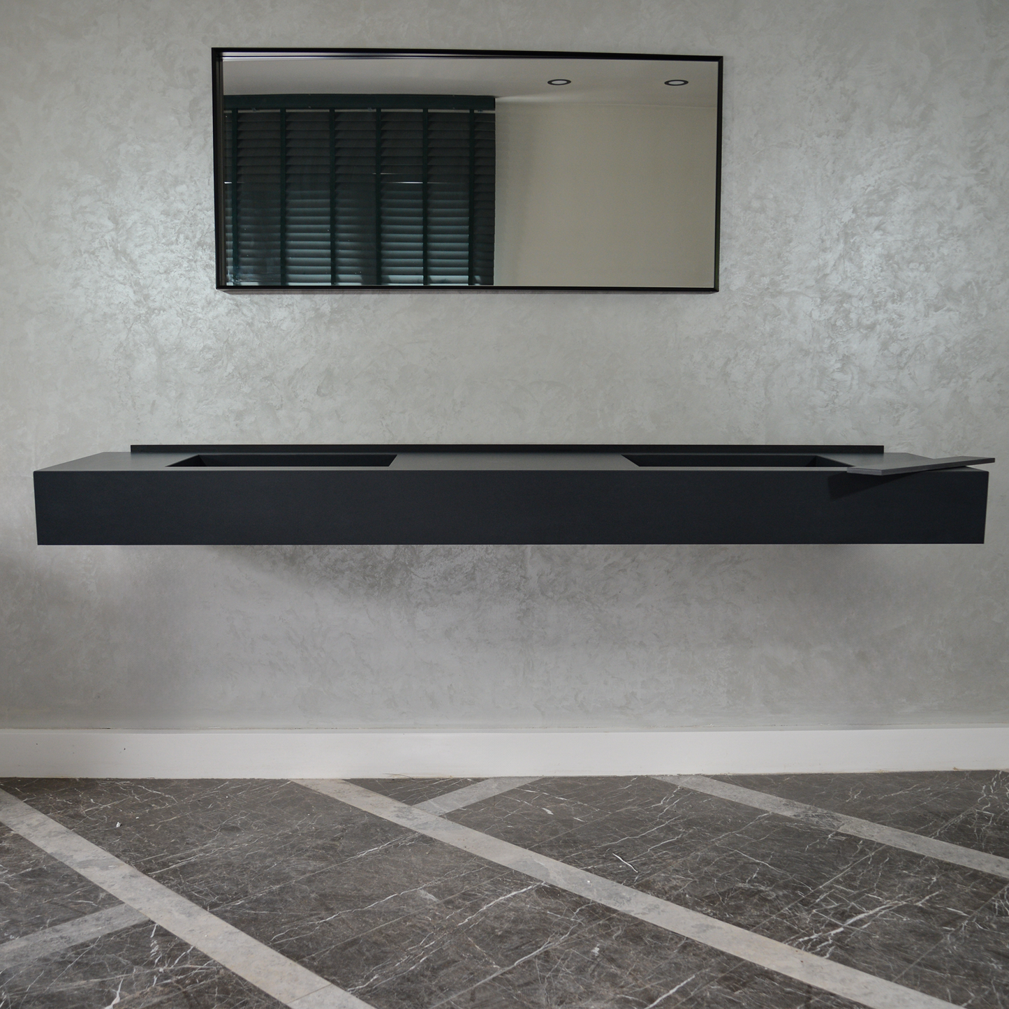 HANDCRAFTED INFINITY TOTAL BLACK HIGH ENGINEERED PORCELAIN DOUBLE SINK (ES-093)