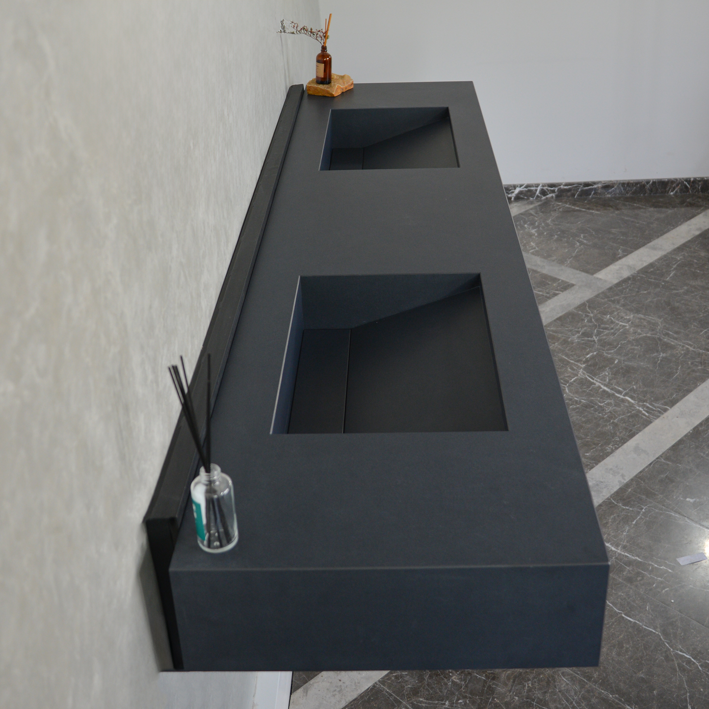 HANDCRAFTED INFINITY TOTAL BLACK HIGH ENGINEERED PORCELAIN DOUBLE SINK (ES-093)