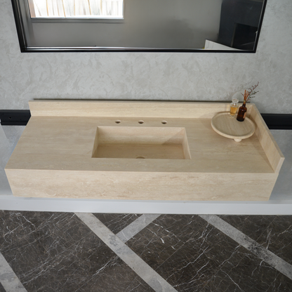 HANDCRAFTED CUSTOM TRAVERTINE SINK (TR-092)