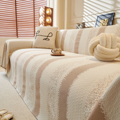 Modern Striped Couch Protector Blanket, Furniture Slipcover for L Shaped Sectionals