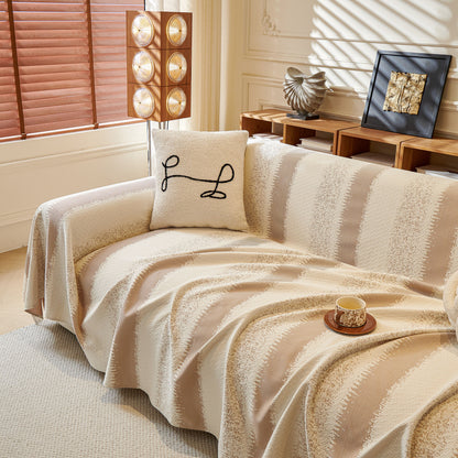 Modern Striped Couch Protector Blanket, Furniture Slipcover for L Shaped Sectionals