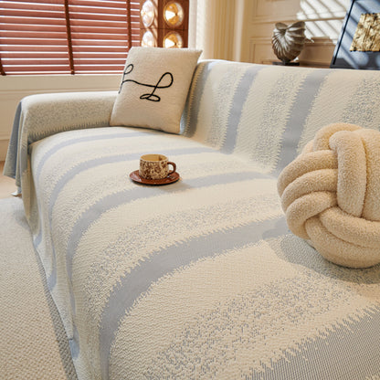 Modern Striped Couch Protector Blanket, Furniture Slipcover for L Shaped Sectionals