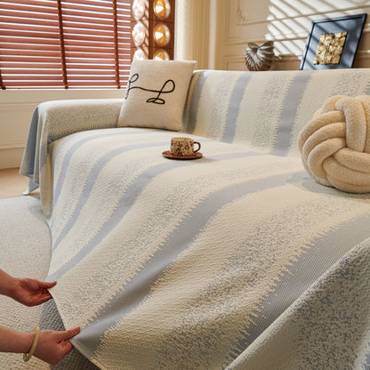 Modern Striped Couch Protector Blanket, Furniture Slipcover for L Shaped Sectionals