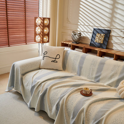 Modern Striped Couch Protector Blanket, Furniture Slipcover for L Shaped Sectionals