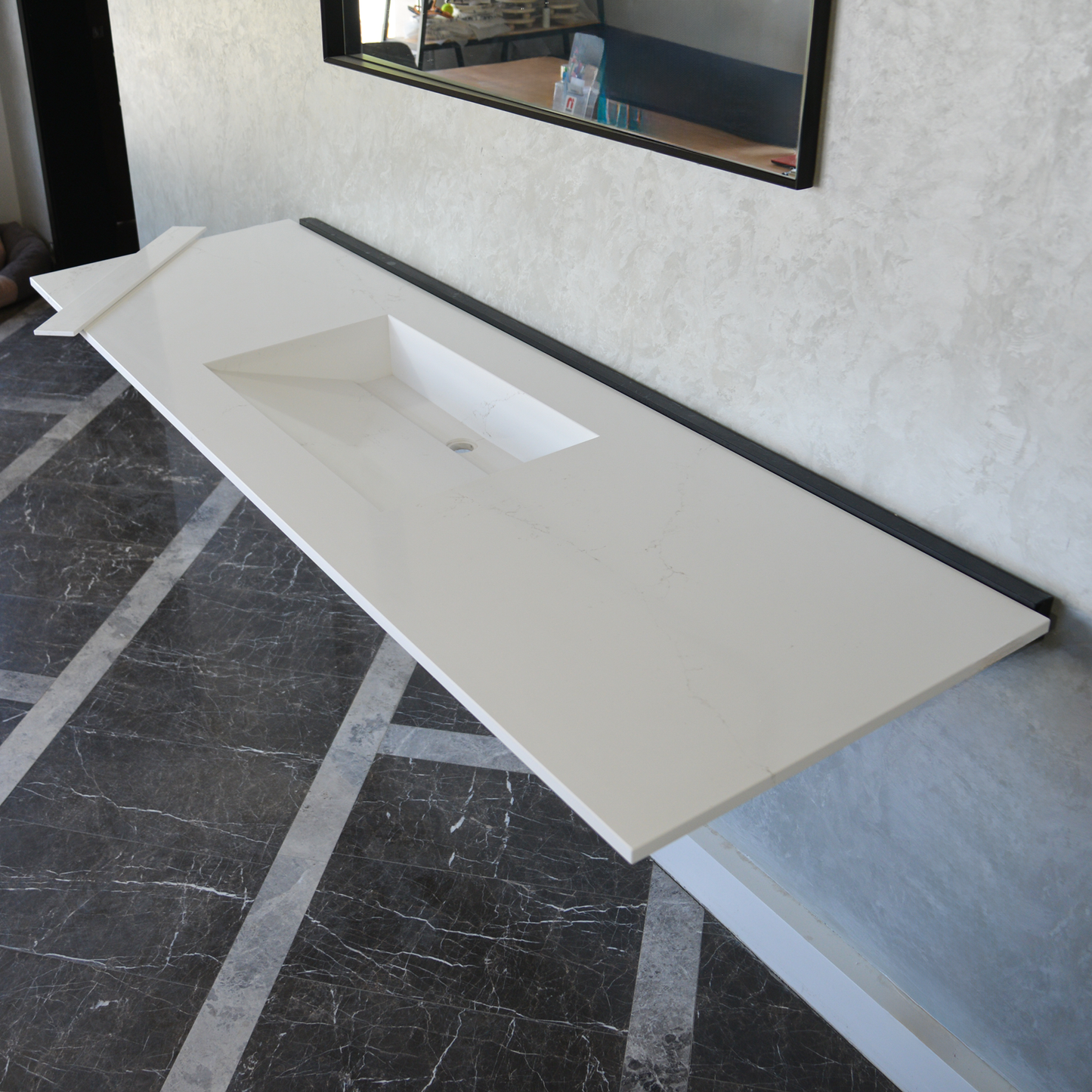 CUSTOM COANTE HIEDRA QUARTZ SINK / SUITABLE FOR WALL MOUNTING QUARTZ VANITY (QU-112)