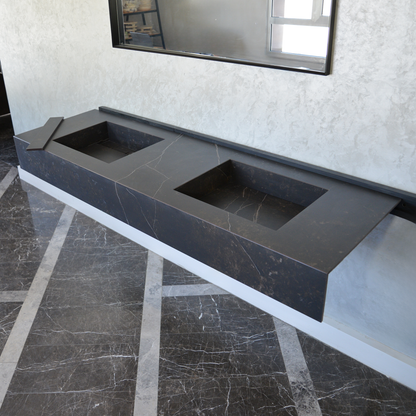 HANDCRAFTED DEKTON KELYA HIGH ENGINEERED PORCELAIN DOUBLE SINK (ES-107)