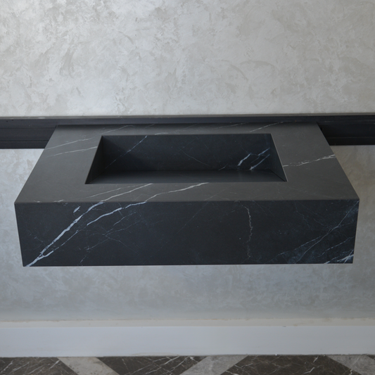 HANDCRAFTED NERO MARQUINIA HIGH ENGINEERED STONE SINK (ES-045)