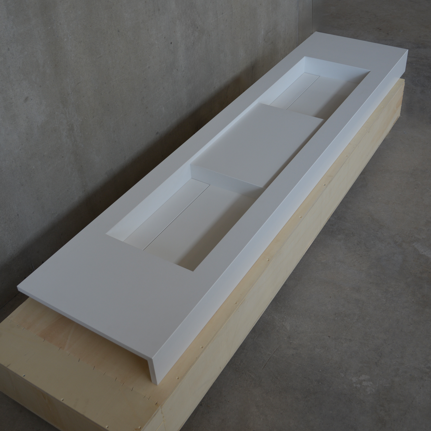 HANDCRAFTED CUSTOM WHITE QUARTZ DOUBLE SINK (QU-121)