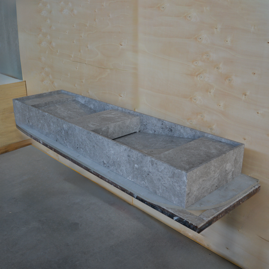 HANDCRAFTED CUSTOM TUNDRA GREY MARBLE SINK (NS-155)