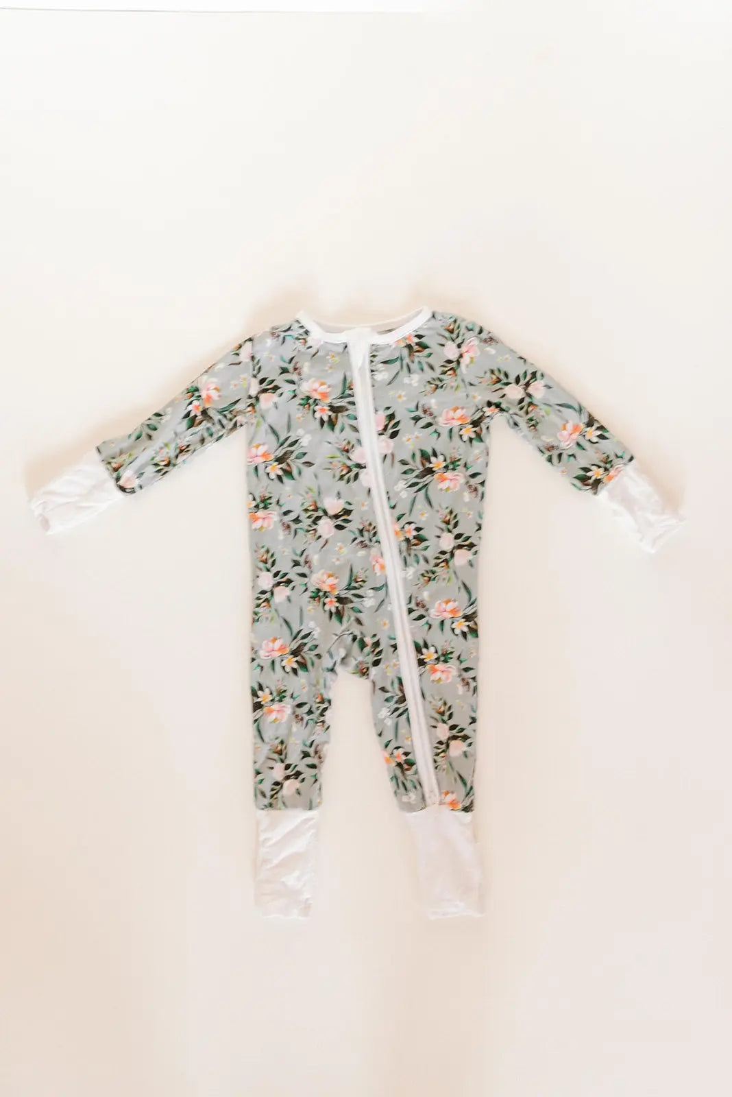 Bamboo Baby Clothes - Convertible Jumpsuit 0-3 Months - Botanical