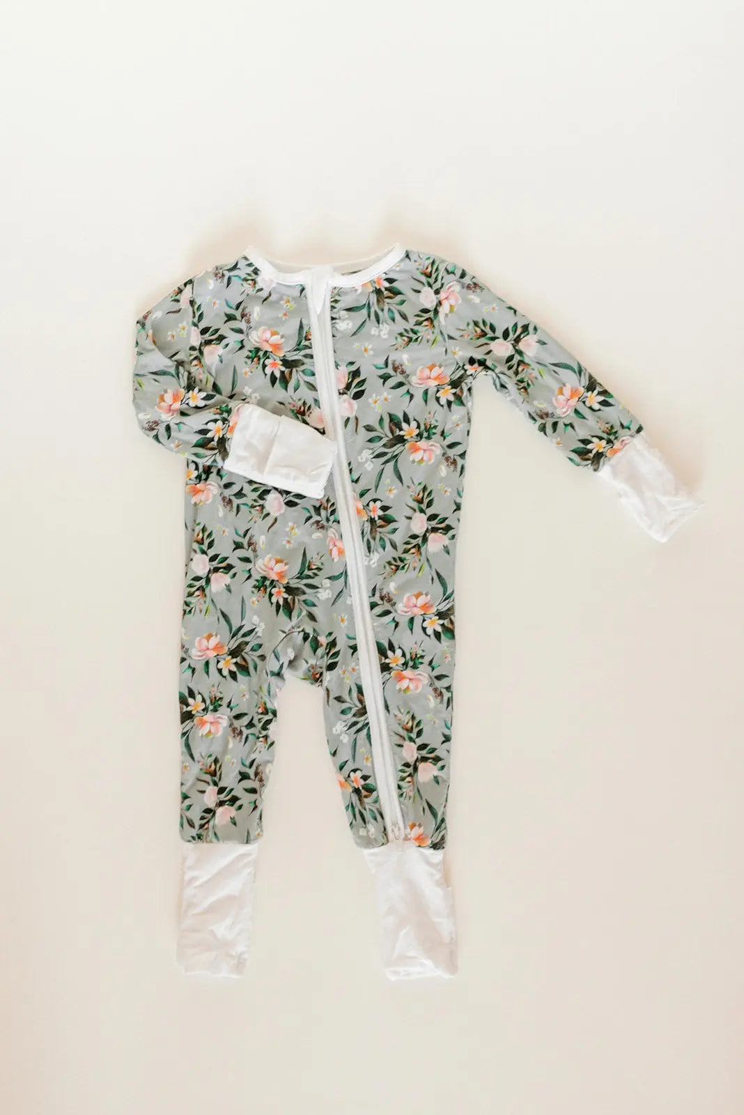 Bamboo Baby Clothes - Convertible Jumpsuit 0-3 Months - Botanical