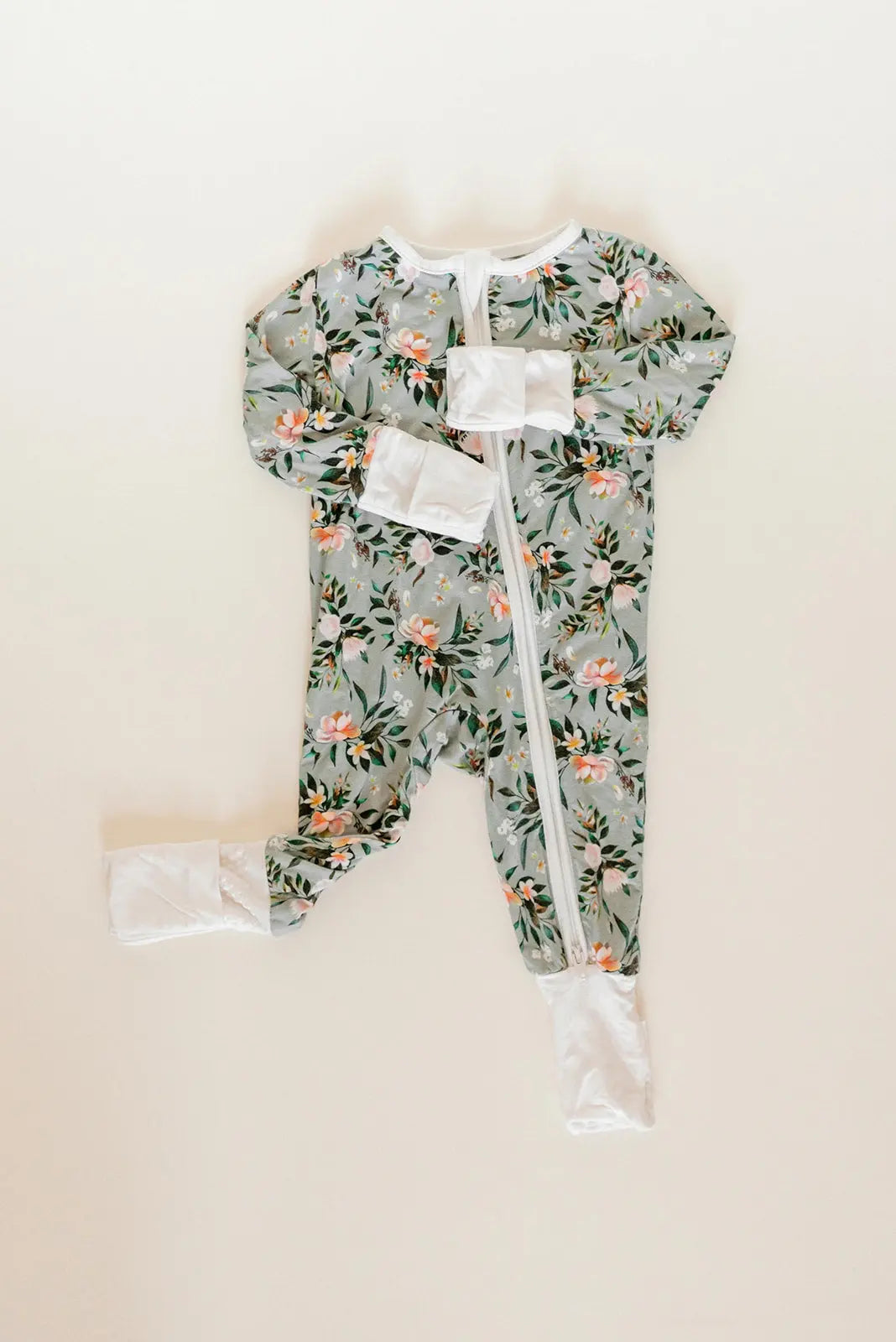 Bamboo Baby Clothes - Convertible Jumpsuit 0-3 Months - Botanical