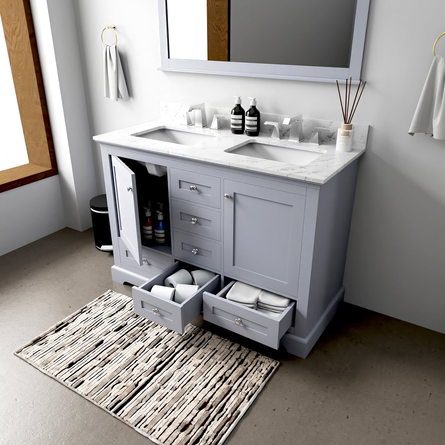 Dukes 48 in. W x 22 in. D Dark Grey Double Bath Vanity