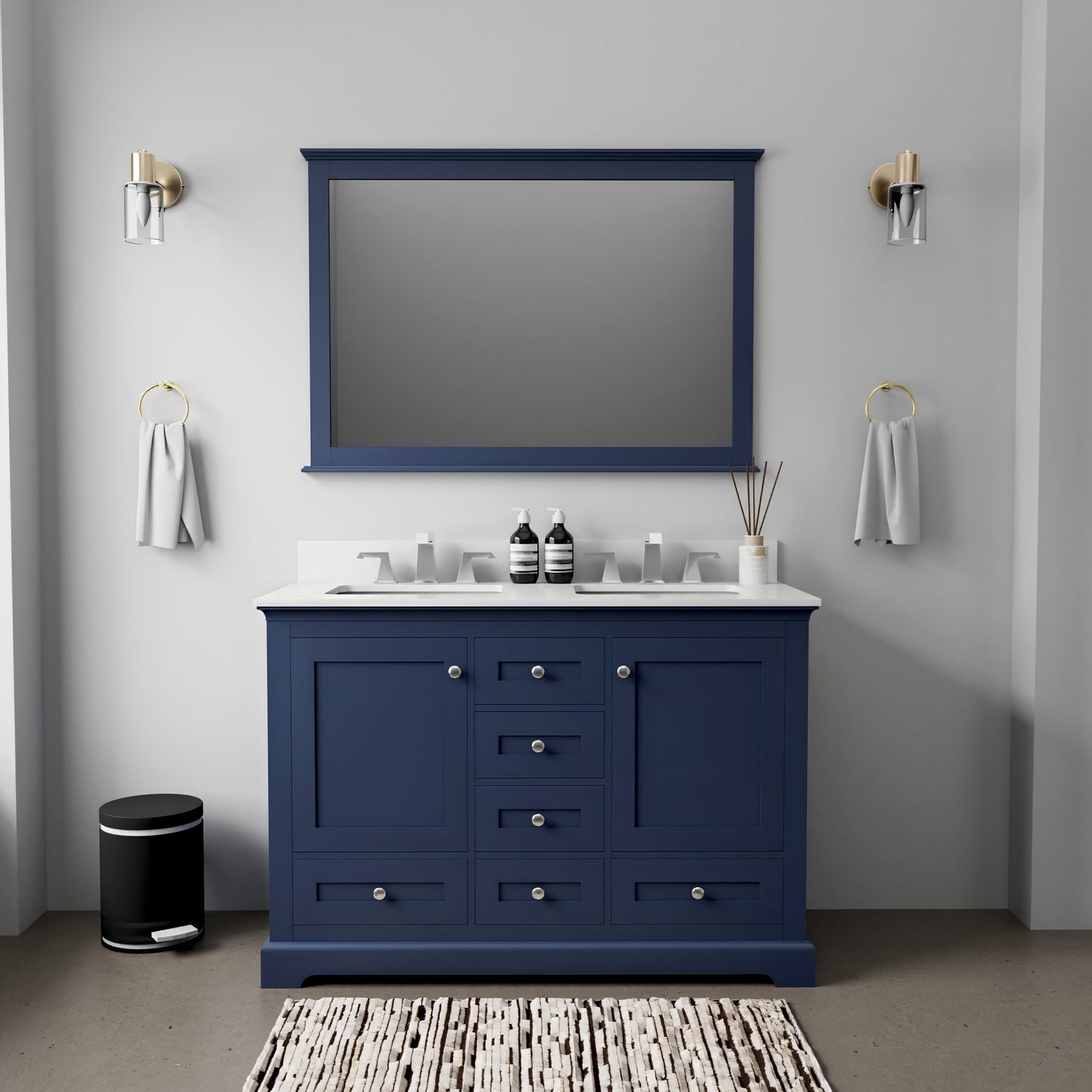 Dukes 48 in. W x 22 in. D Navy Blue Double Bath Vanity