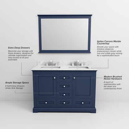 Dukes 48 in. W x 22 in. D Navy Blue Double Bath Vanity