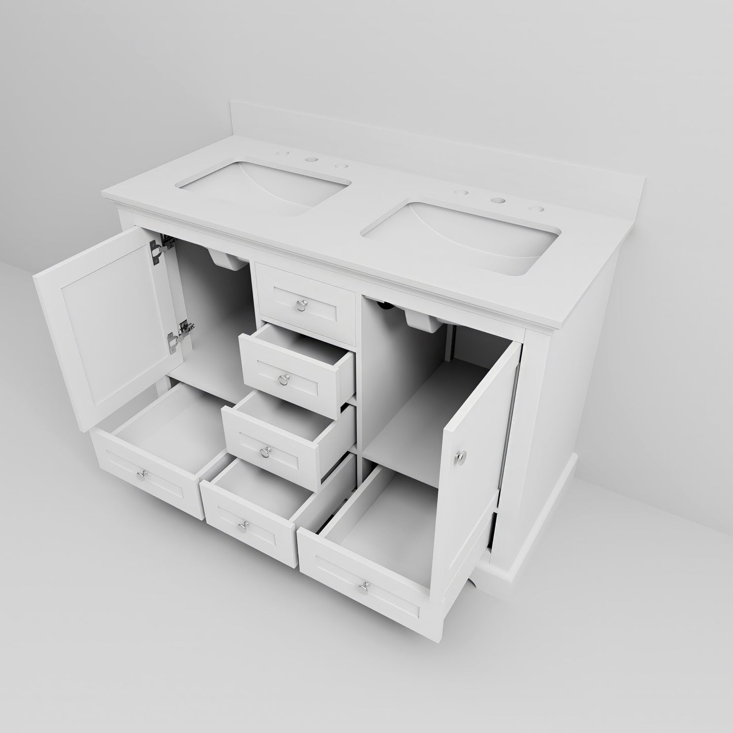 Dukes 48 in. W x 22 in. D White Double Bath Vanity