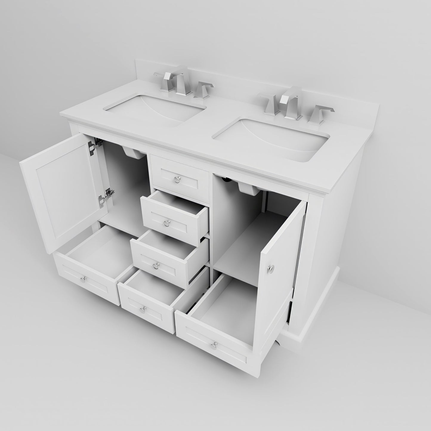 Dukes 48 in. W x 22 in. D White Double Bath Vanity