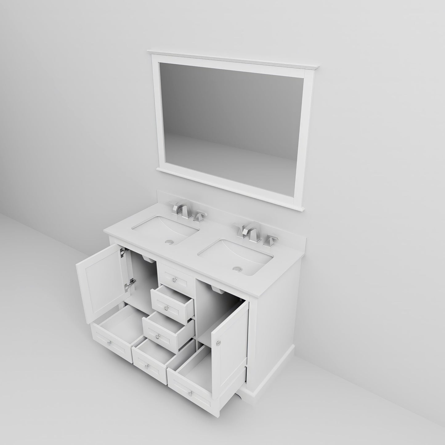 Dukes 48 in. W x 22 in. D White Double Bath Vanity