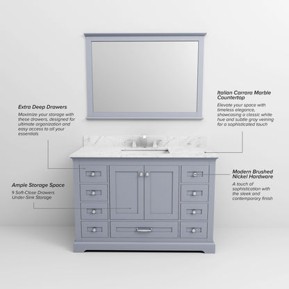 Dukes 48 in. W x 22 in. D Dark Grey Single Bath Vanity