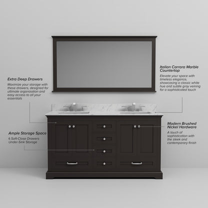 Dukes 60 in. W x 22 in. D Espresso Double Bath Vanity