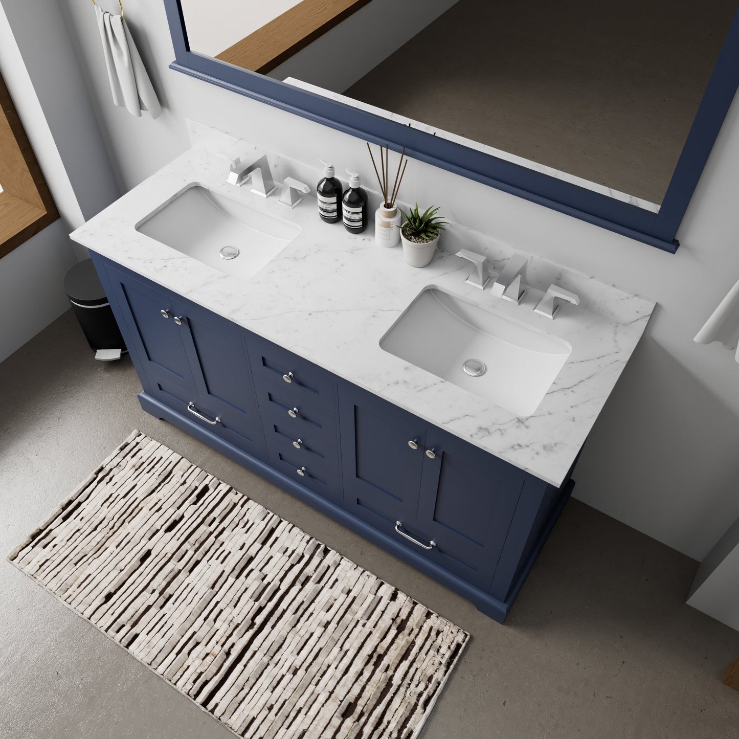 Dukes 60 in. W x 22 in. D Navy Blue Double Bath Vanity