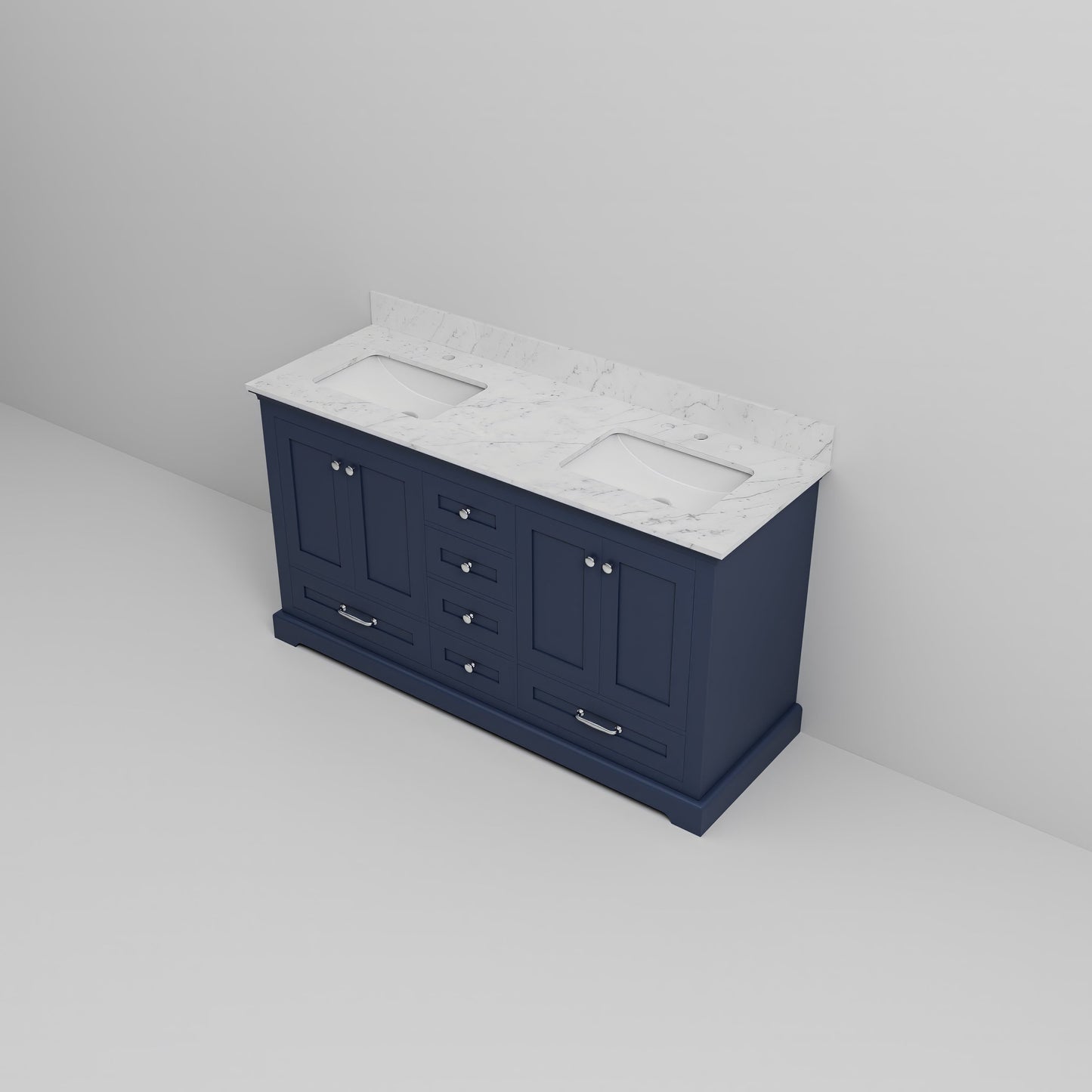 Dukes 60 in. W x 22 in. D Navy Blue Double Bath Vanity