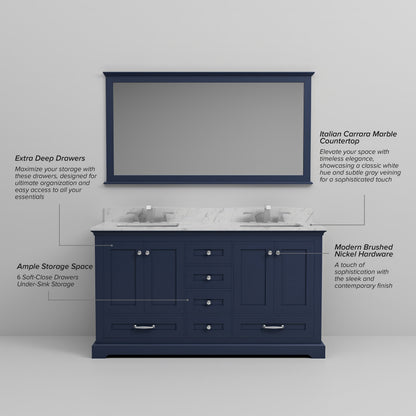 Dukes 60 in. W x 22 in. D Navy Blue Double Bath Vanity
