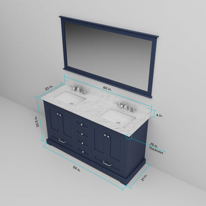 Dukes 60 in. W x 22 in. D Navy Blue Double Bath Vanity