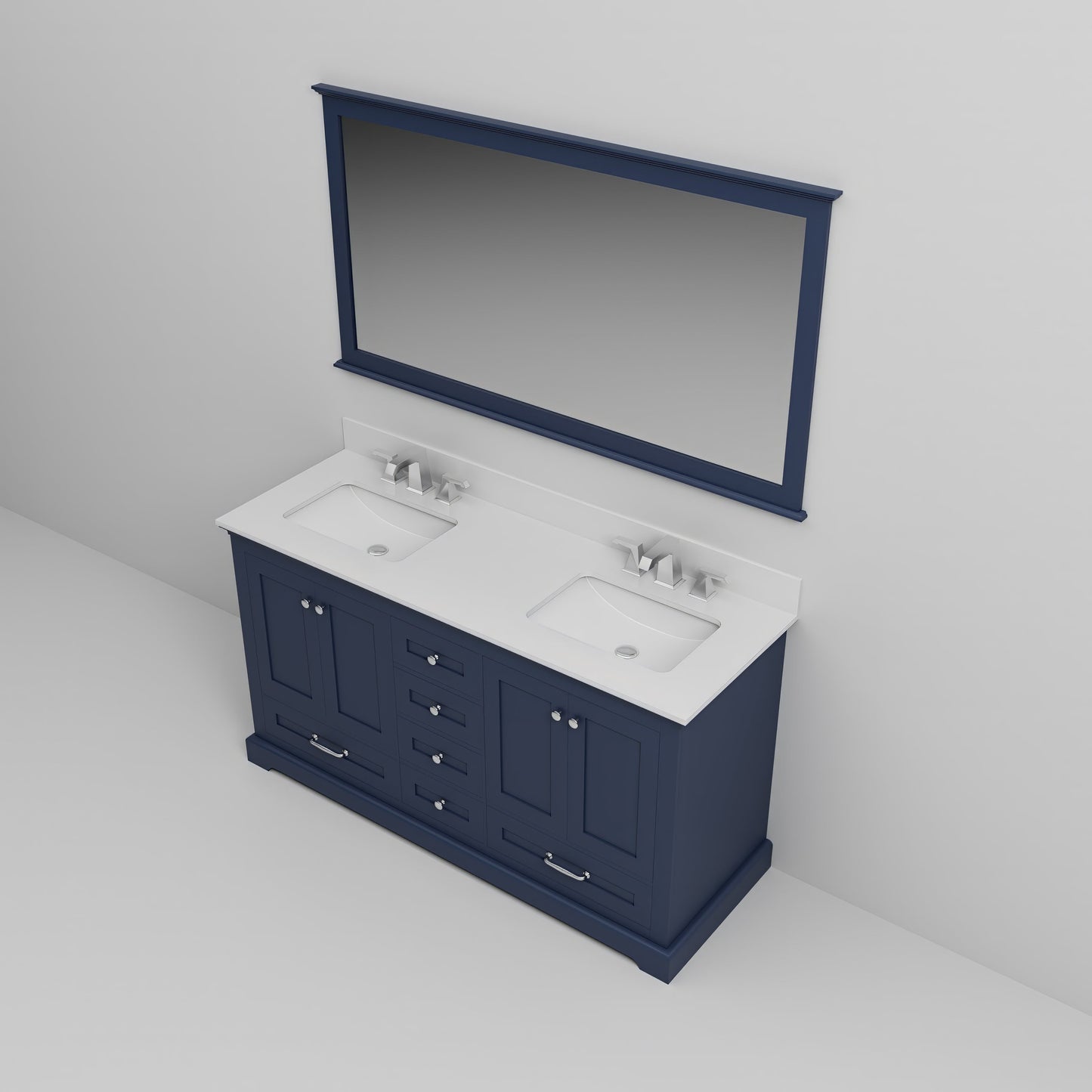 Dukes 60 in. W x 22 in. D Navy Blue Double Bath Vanity