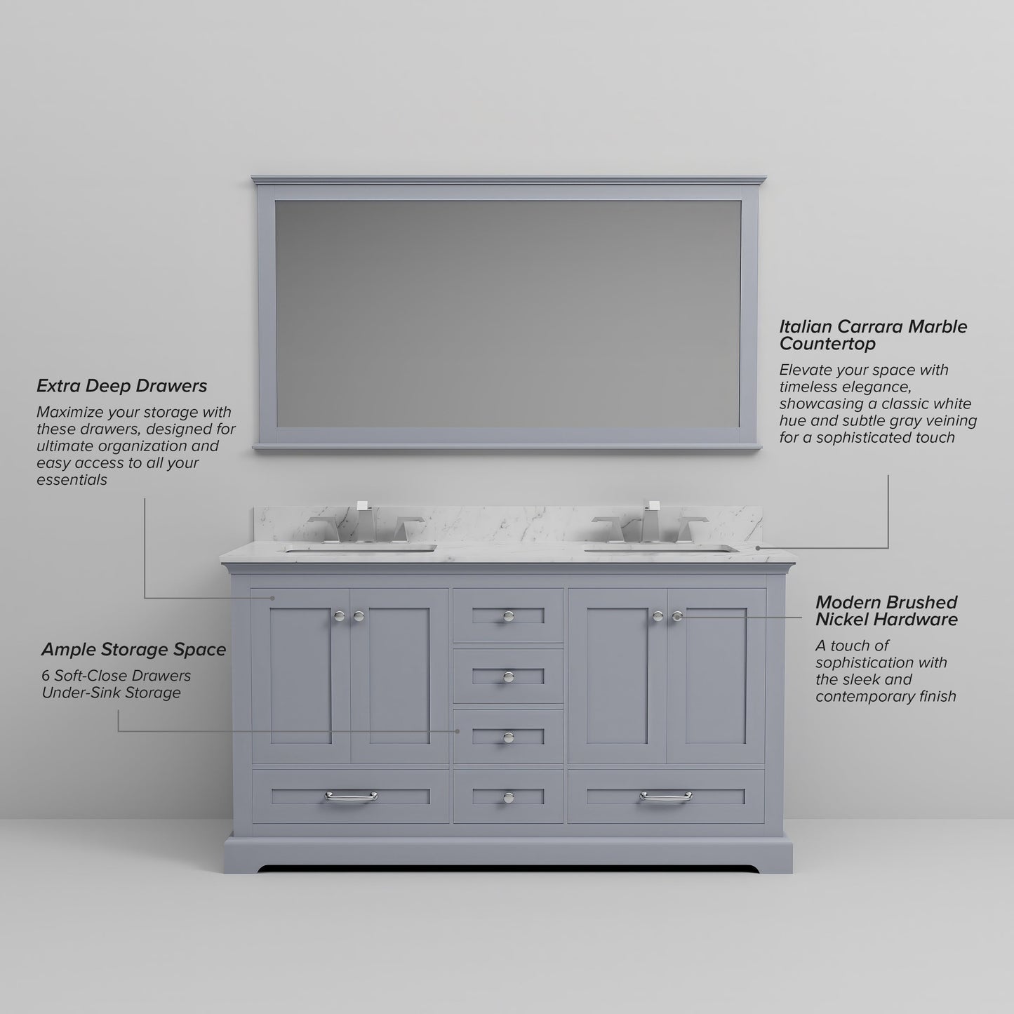 Dukes 60 in. W x 22 in. D Dark Grey Double Bath Vanity