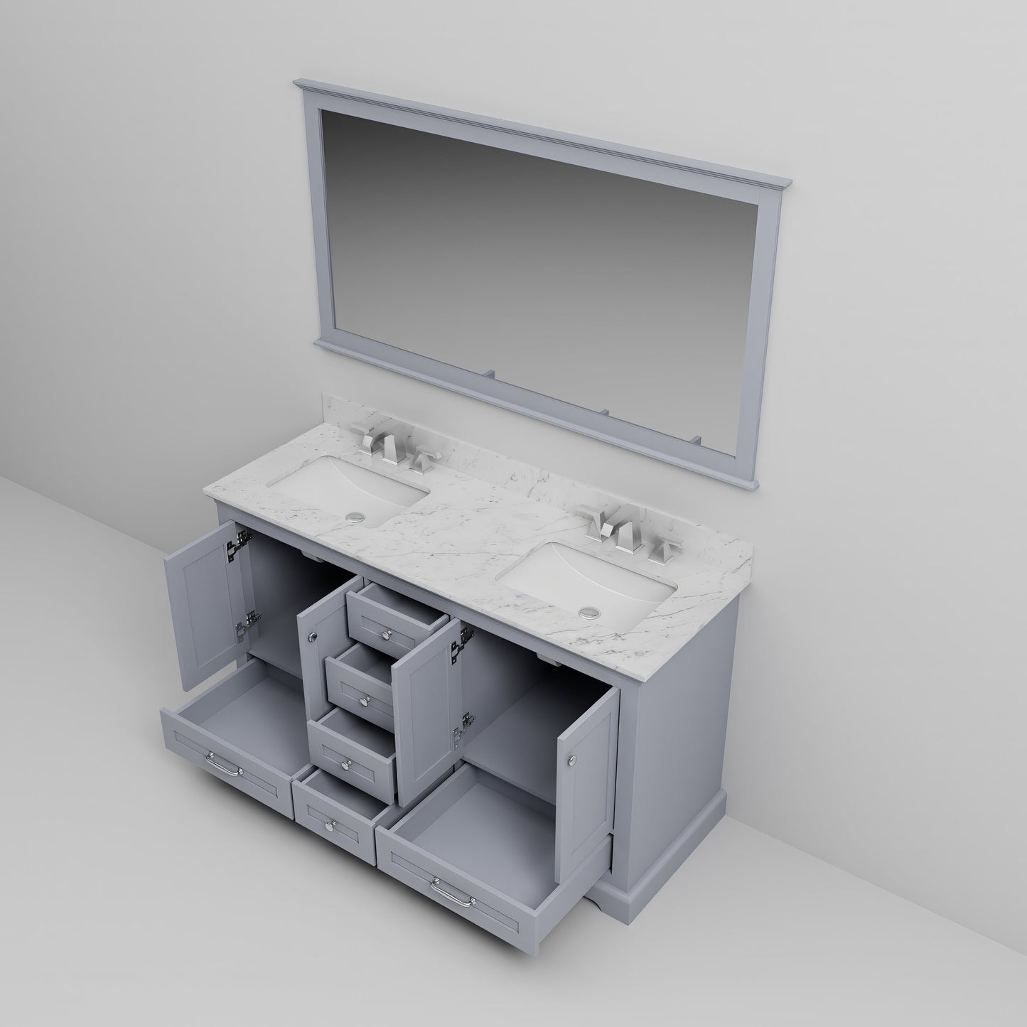 Dukes 60 in. W x 22 in. D Dark Grey Double Bath Vanity