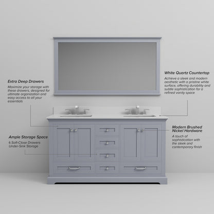 Dukes 60 in. W x 22 in. D Dark Grey Double Bath Vanity