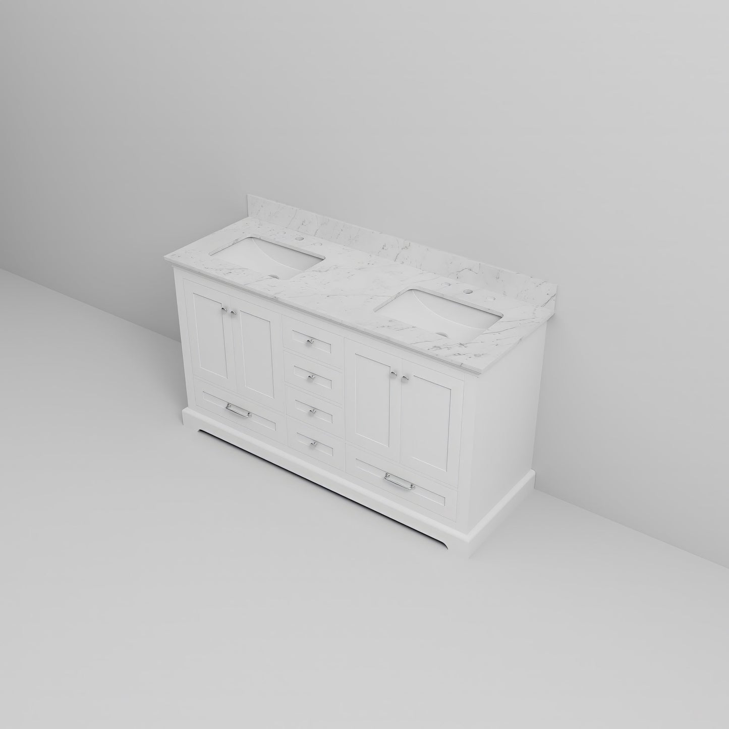 Dukes 60 in. W x 22 in. D White Double Bath Vanity