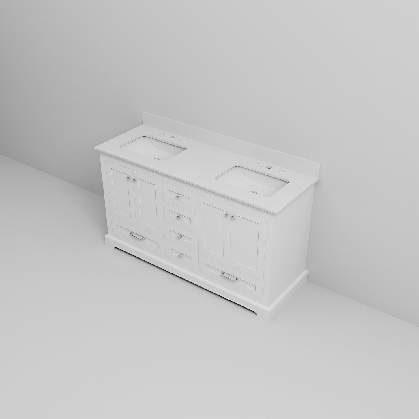 Dukes 60 in. W x 22 in. D White Double Bath Vanity