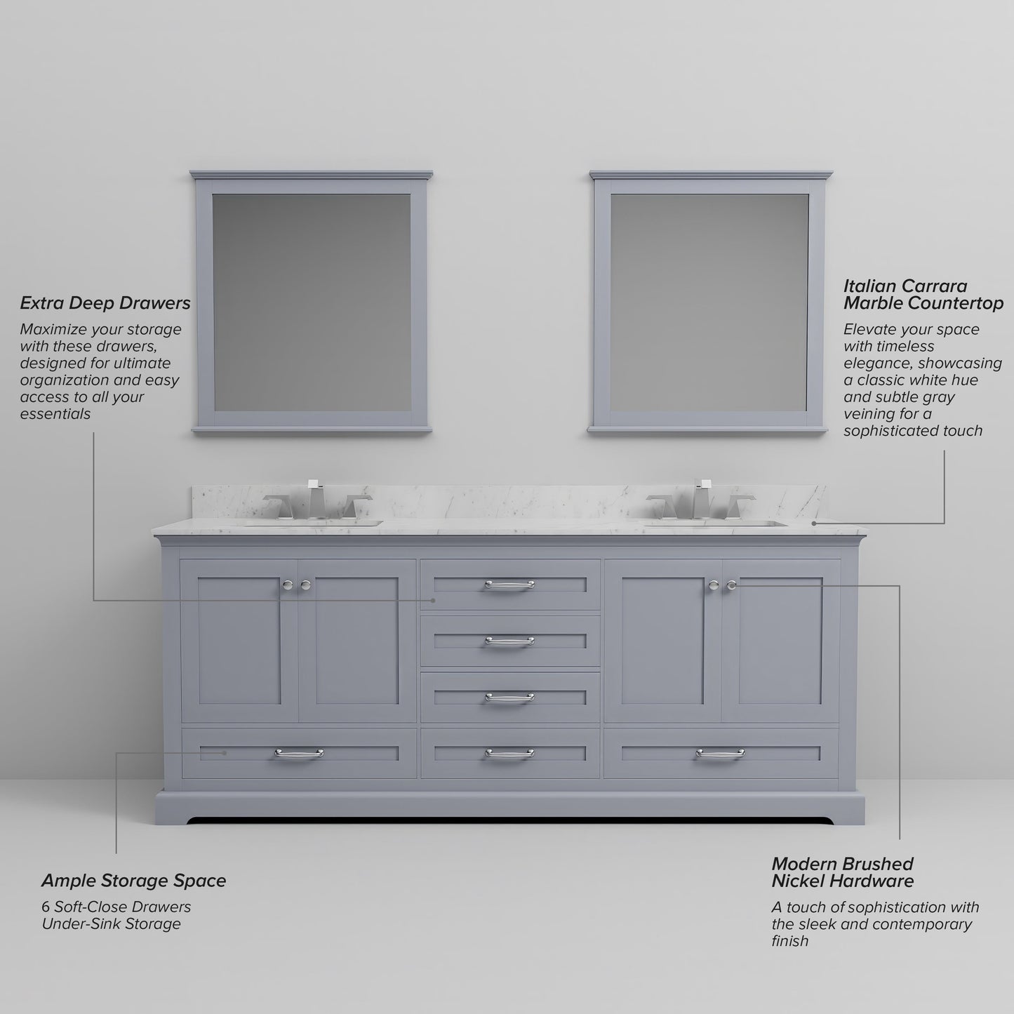 Dukes 80 in. W x 22 in. D Dark Grey Double Bath Vanity