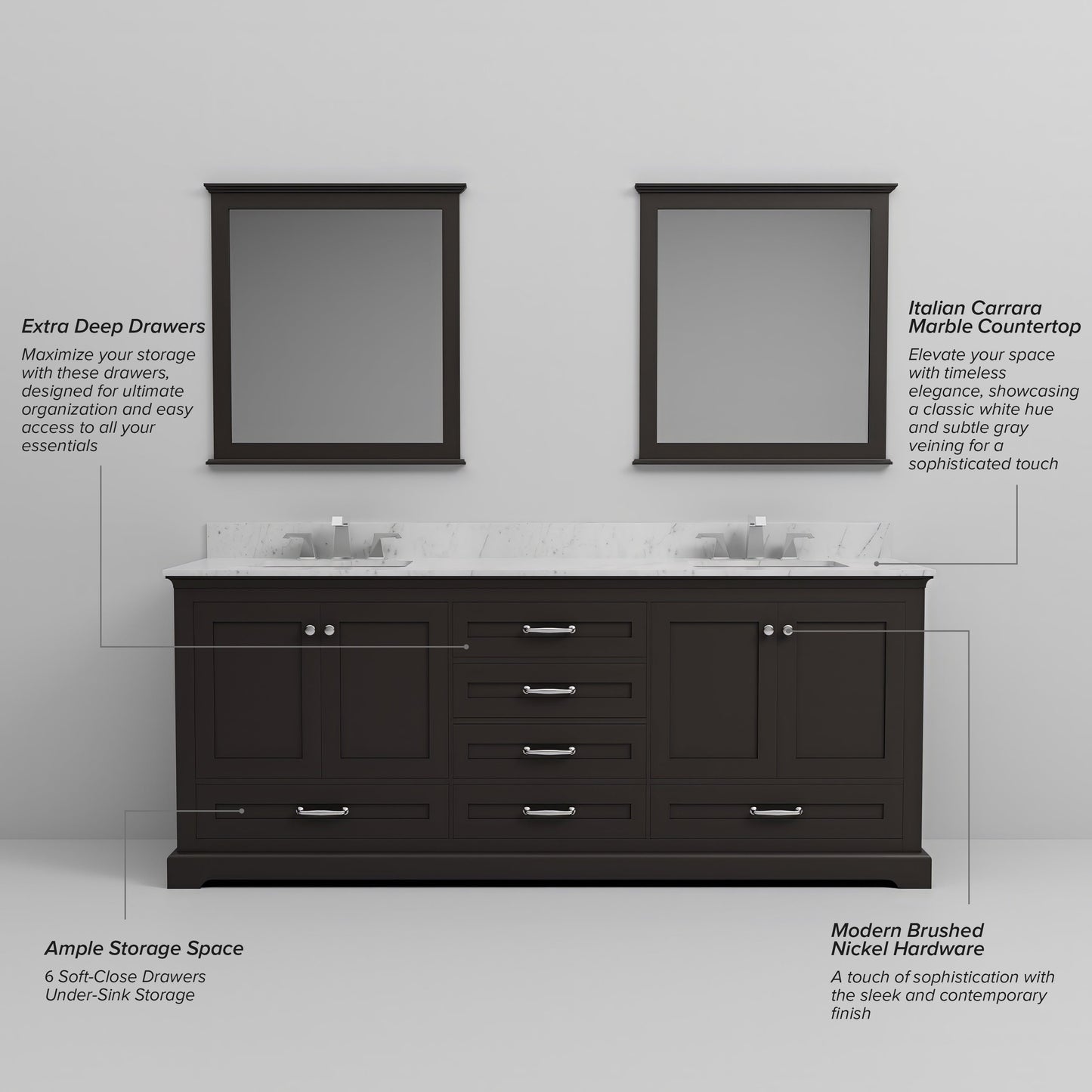 Dukes 80 in. W x 22 in. D Espresso Double Bath Vanity