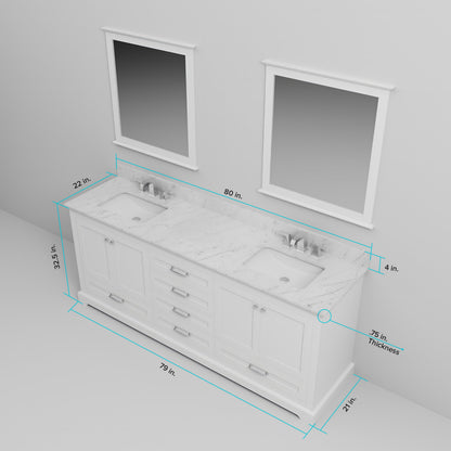 Dukes 80 in. W x 22 in. D White Double Bath Vanity