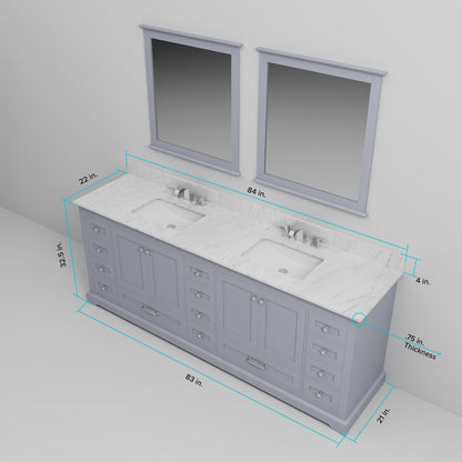 Dukes 84 in. W x 22 in. D Dark Grey Double Bath Vanity