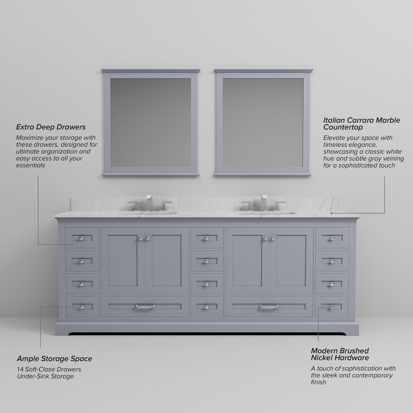 Dukes 84 in. W x 22 in. D Dark Grey Double Bath Vanity